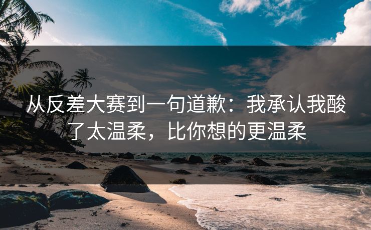 从反差大赛到一句道歉：我承认我酸了太温柔，比你想的更温柔